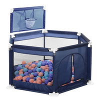 Corral De Seguridad Hexagonal Para Bebés Azul + Pelotitas