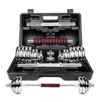 Juego de Mancuernas 30 Kg Acero Cromadas + Barra y Maletin