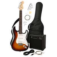 Guitarra Electrica Audiotek Con Amplificador Color Cafe