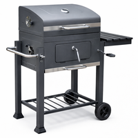 Parrilla A Carbón BBQ Con Tapa Termómetro Ruedas Para Quincho Jardimex