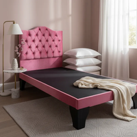 Cama 1,5 Plazas Ovalado, Incluye Base + Respaldo Rosado Flobal