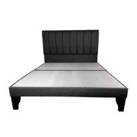 Cama 2 Plazas Franjas 150X190CM Incluye Base + Respaldo Negro Flobal