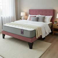 Cama 2 Plazas Abotonada 150X190cm + Respaldo Rosa + Colchon Flobal