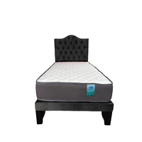 Cama 1,5 Plazas Abotonada 105X190cm + Respaldo Negro + Colchon Flobal