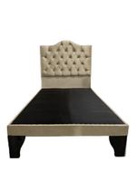 Cama 1,5 Plazas Ovalado, Incluye Base y Respaldo Beige Flobal