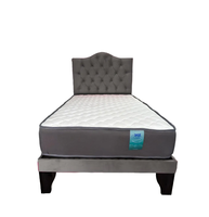 Cama 1,5 Plazas Ovalada 105X190cm + Respaldo Gris + Colchon Flobal