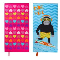 Pack de toalla de playa mono y corazones