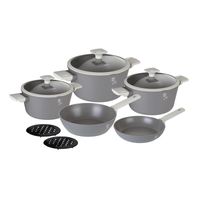 Batería de cocina 10 pzs Berlinger Haus, línea aspen collection, color gris, aluminio forjado