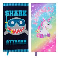 Pack de toalla de playa unicornio y tiburón