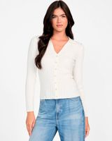 Sweater Guess Mujer Ls Vn Rib Miranda Blanco