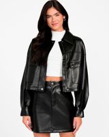 Chaqueta Flaminia Crop Pu Negro Mujer