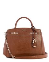 Cartera Guess Mujer Melinda Triple Comp Satchel Café