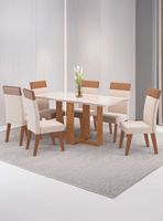 Juego de Comedor 6 sillas Imperial Beige 80 x 80 x 160 cm