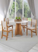 Juego de comedor redondo 4 sillas Imperio Beige 78 x 90 x 90