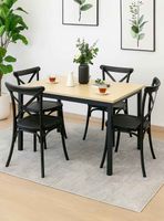 Juego de Comedor New York + 4 Sillas Crossback Retro negras