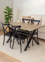 Juego de comedor Vermont 4 sillas crossback negras