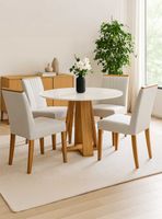 Juego de Comedor Montreal 100x100 cm Vidrio 4 Sillas Beige