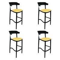 Pack 4 taburetes bar Bistro negra asiento beige