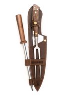 TRILOGIA EN CUERO: PINCHO PRO + CUCHILLO CATEMU + ASTIL