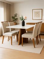 Juego de Comedor Annecy 120x80 cm Vidrio 4 Sillas Beige