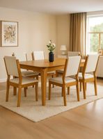 Juego de Comedor Arezzo 160x90 cm 6 Sillas Beige