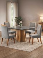 Juego de comedor 4 sillas Hera Gris 77,6 x 90 x 90 cm