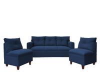 Juego Living Mateo Chenille Azul Pata Madera 3C.1C.1C