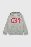 Polerón Gris de polycotton con Cierre y Gorro para Niño 6533