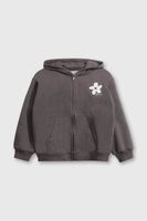 Polerón Negro Hombro Caído de polycotton con Gorro Forrado y Cierre