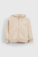 Polerón Beige Hombro Caído de polycotton con Gorro Forrado y Cierre