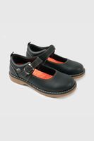 Zapatos Escolares Reina Negros Cuero Hebilla Caminante