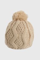 Gorro Tejido Trenzado con Forro Beige