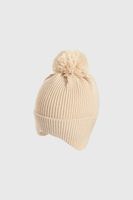 Gorro Tejido con Pompón Beige