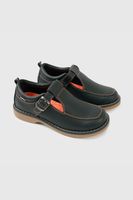 Reinas Escolar Negra Cuero Hebilla para Niña