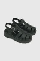 Sandalia Plataforma Vestir Negra Cierre Hebilla Ecocuero Resistente 3861