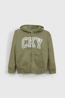 Polerón Verde de polycotton con Cierre y Gorro para niño 6710