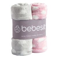 Pack 2 Mantas Bebe Hipoalergénica 100*80 cm Rosa Bebesit
