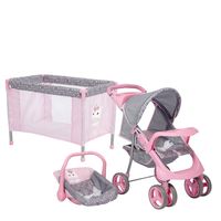 Coche de Juguete para Muñeca + Cuna Unicornio Bebesit