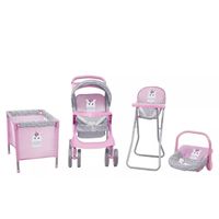 Coche Travel de Juguete para Muñeca Rosado + Cuna Bebesit