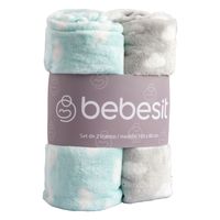 Pack 2 Mantas Bebe Hipoalergénica 110*150 cm Celeste Bebesit