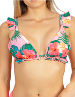 Top triangulo vuelos pink floral