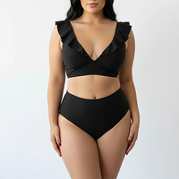 Bikini tiro alto vuelos midle waist Negro