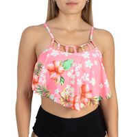 Top vuelos maori floral azul