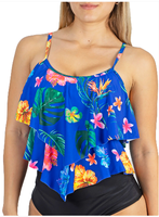 Top vuelos maori floral azul