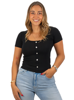 Polera mujer básica botones