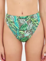Bottom de Bikini Daikiri Mujer Calzón Pierna Alta Animal Print Selva Café Filtro UV50+