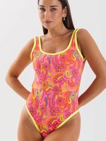 Traje de Baño Daikiri Mujer Baywatch Clásico Floral Naranjo Flúor Filtro UV50+