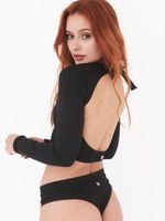 Bikini Surf Daikiri Mujer Manga Larga Espalda Abierta Negro Filtro UV50+