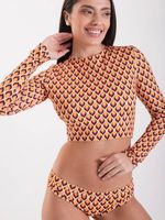 Bikini Surf Daikiri Mujer Manga Larga Espalda Abierta Geométrico Naranjo Azul Filtro UV50+