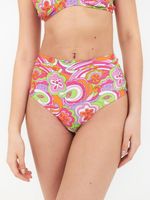 Bottom de Bikini Daikiri Mujer Calzón Tiro Alto Psicodelico Naranjo Flúor Filtro UV50+